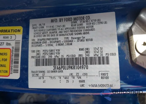 2019 Ford Fusion Hybrid Se из США, поврежденный, VIN 3FA6P0LU9KR104970